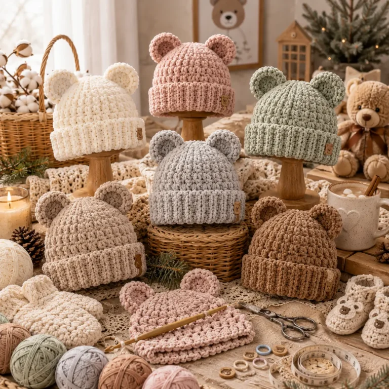 Fluffy Cloud Bear Beanie